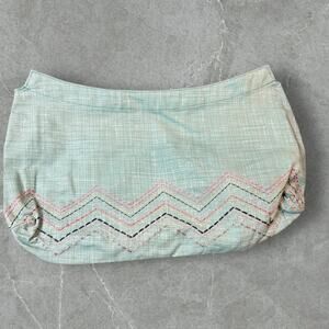 Retired Thirty-One Skirt Purse Cover Pale -Turquoise w/Embroidery